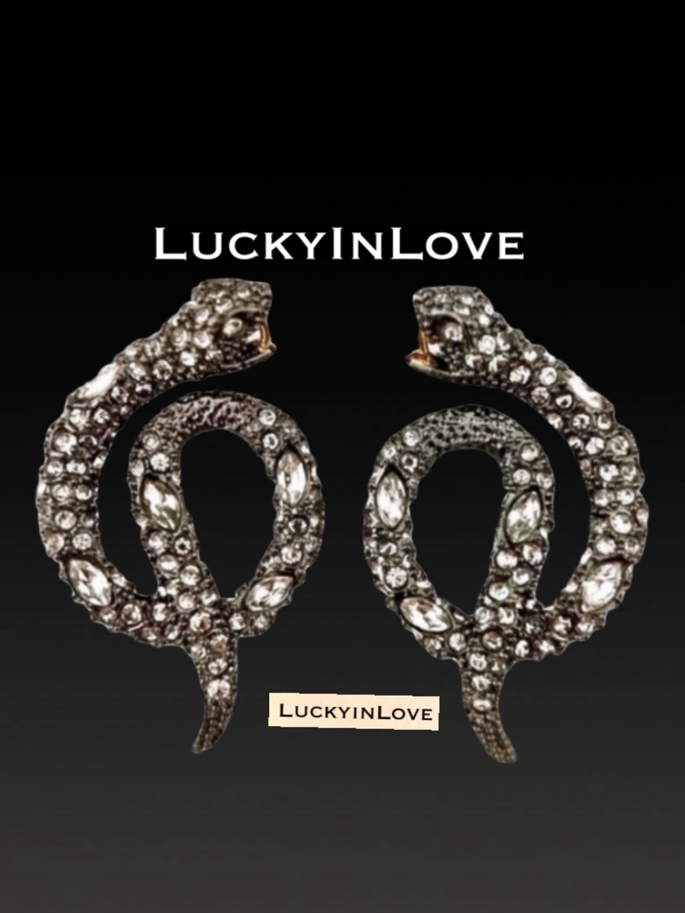 ALEXIS BITTAR • Vanitas Gunmetal Crystal Coiled Striking Serpent Snake Earrings